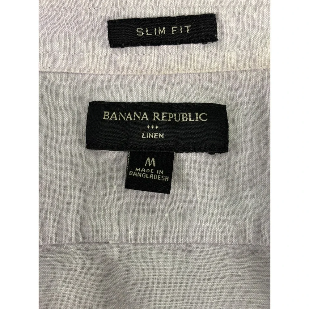 Banana Republic Men's M Slim Fit Linen Cotton Shirt Lavender Purple Button Up